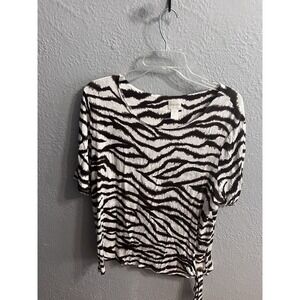Chicos Womens Rayon Knit Pullover Short Sleeve  Animal Print Size 3‎